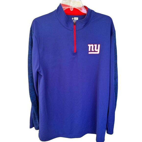 Men’s Majestic Therma Base NFL New York Giants Blue Football Pullover Size Large - Picture 3 of 12